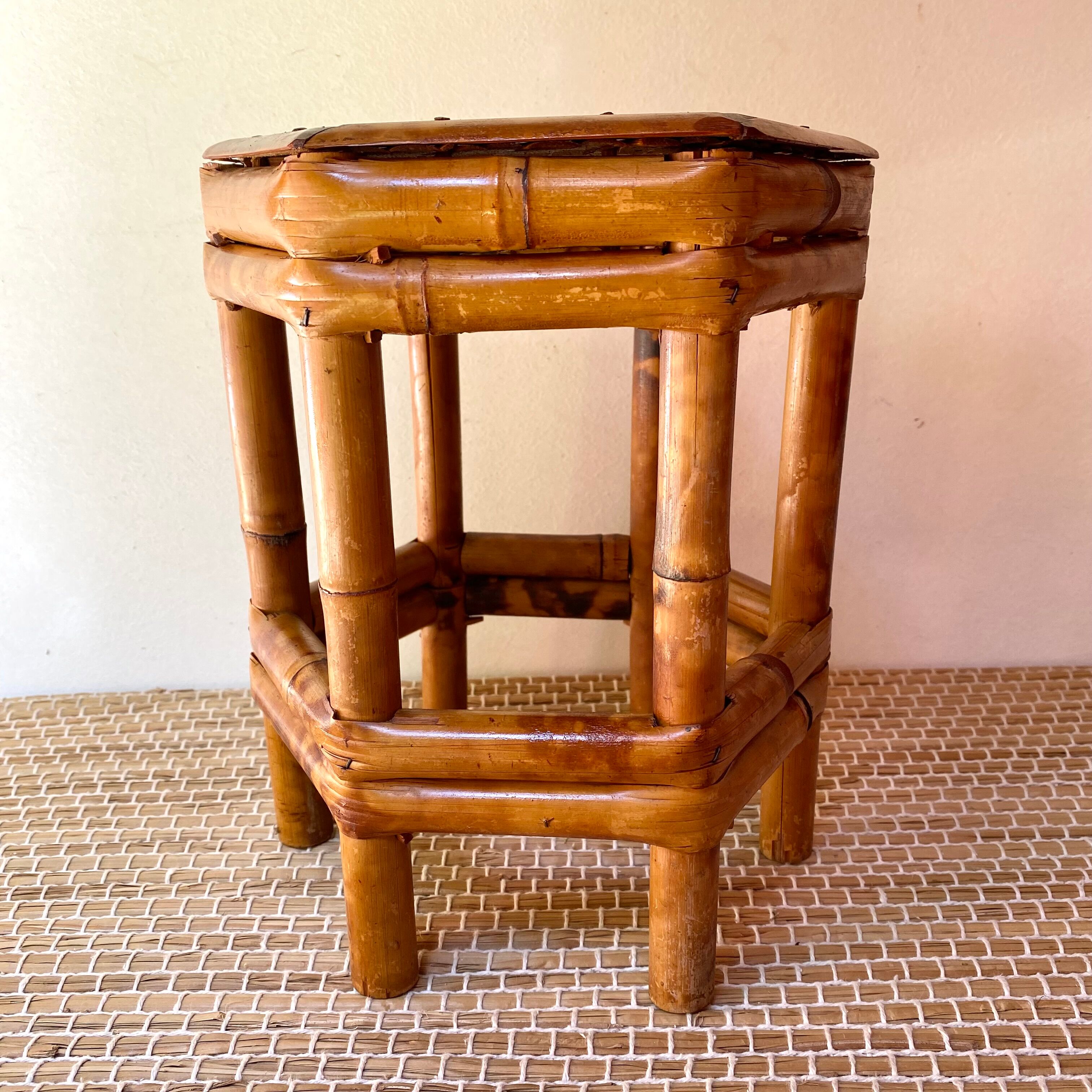 Bamboo plant-holder stool