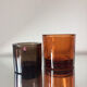 Kivi Iittala candle holders in orange and cinnamon glass 1988