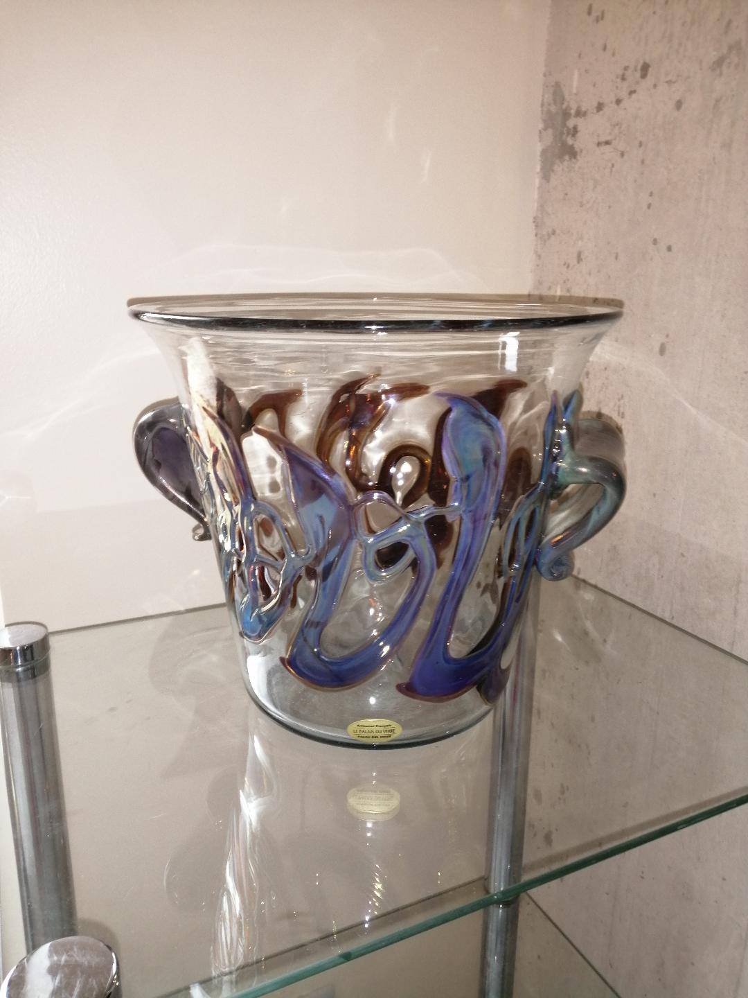 Decorated blown glass champagne bucket