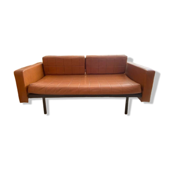2-seater brown leather sofas from the 60s