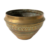 Vintage brass pot cover - What traces of time - ball shape - a lot of charm