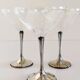 Art Deco Champagne Glasses Set of 3, Sterling Silver & Cut Glass