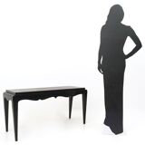 Black Lacquered Durmast Oak Bench, Italy