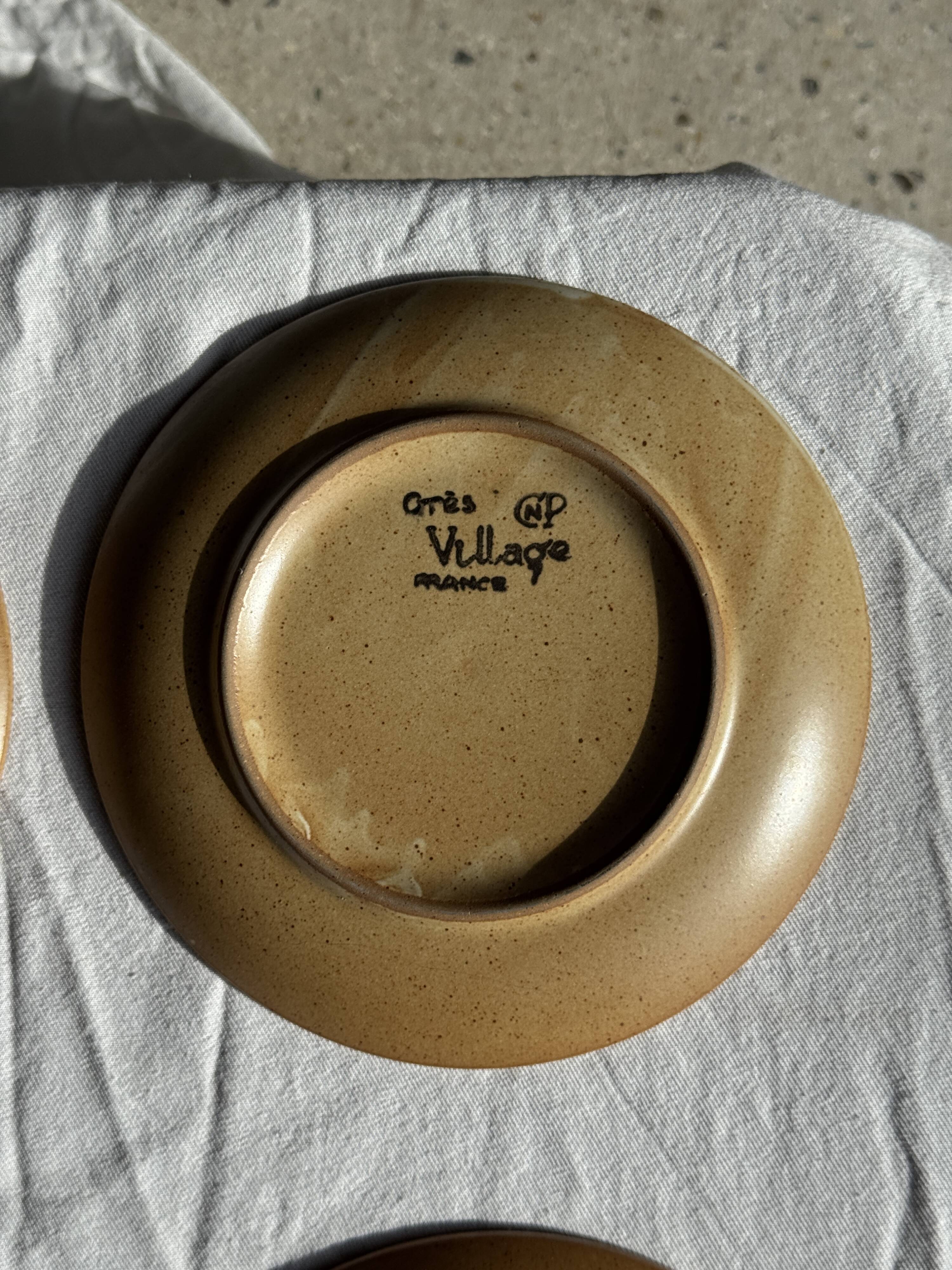 Set of 6 dessert plates in stoneware Village France D20