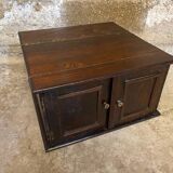 Vintage pathé vinyl record storage cabinet with 2 wooden compartments and hinged doors (wine)