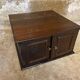 Vintage pathé vinyl record storage cabinet with 2 wooden compartments and hinged doors (wine)