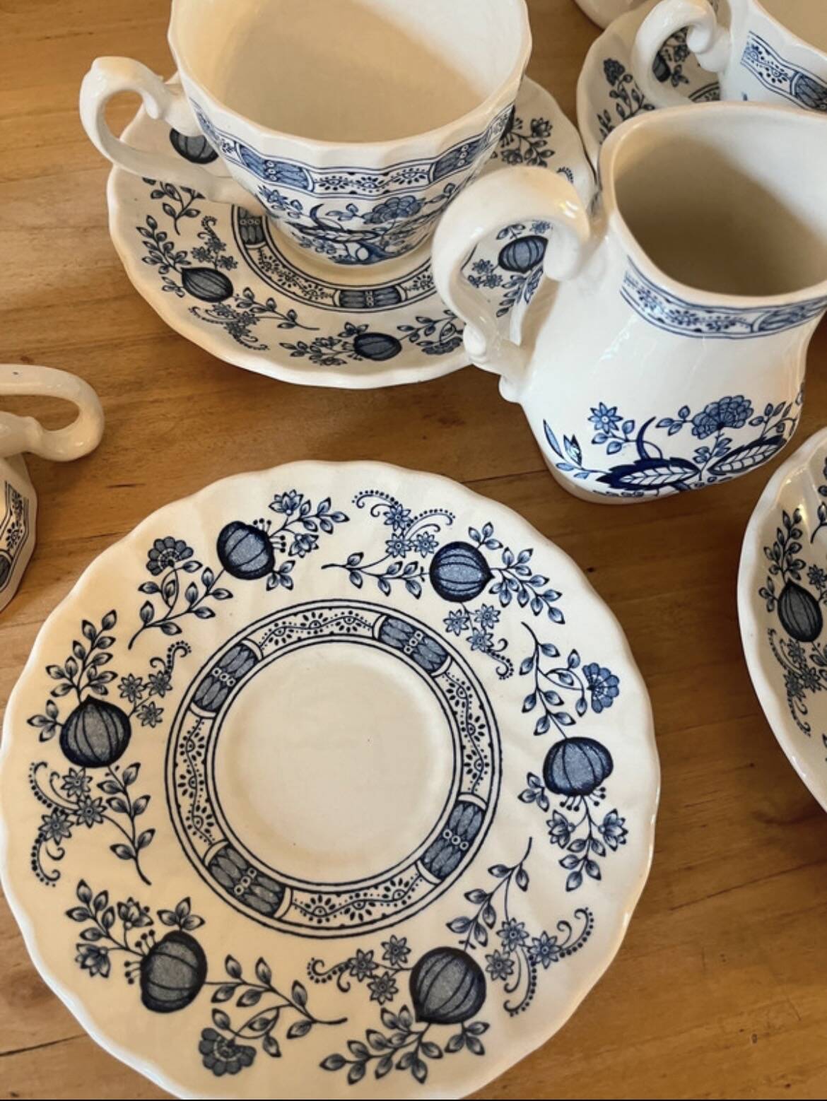 Blue Onion tea service by Myott Meakin 1982