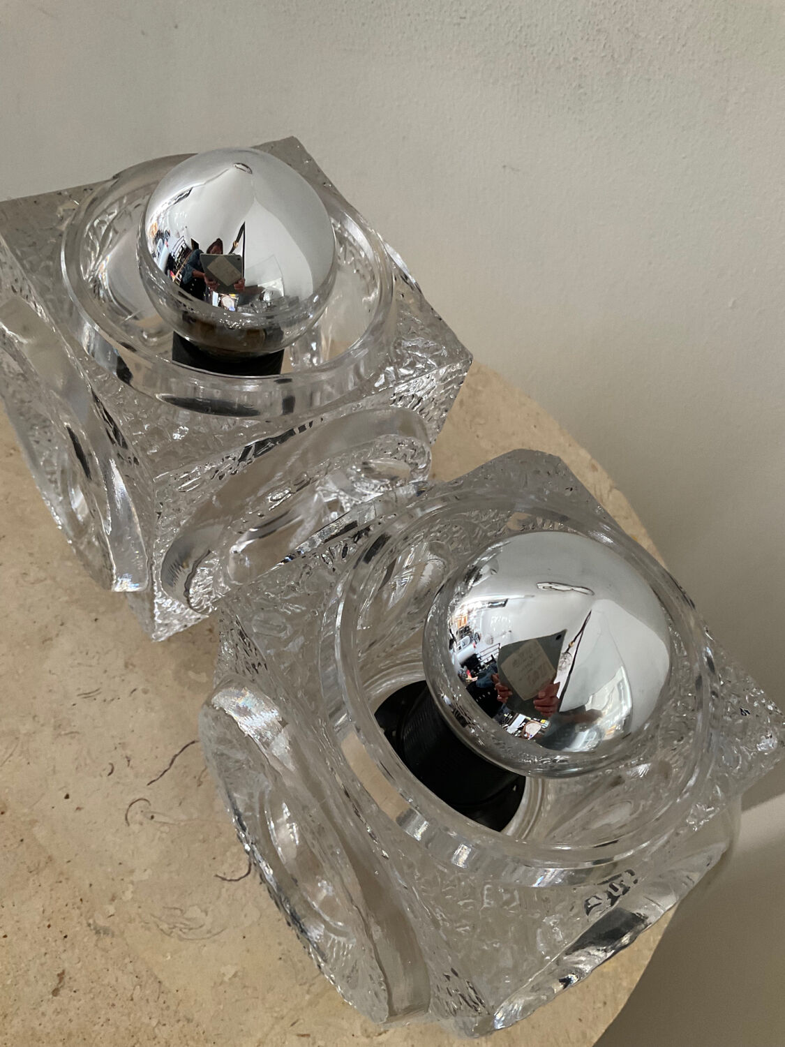 Pair of Ice Cube lamps by Peill & Putzler 70s