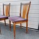 Set of 5 Scandinavian chairs in wood and checked fabric.