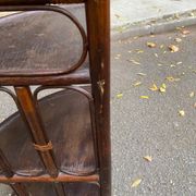 Étagère d'angle vintage rotin et osier 3 niveaux