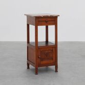 Art Deco Wood and Terracotta Marble Top Nightstand, France 1920s
