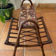 Rattan magazine rack, shelf with ceramic tiles R. Capron