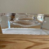 Square striped crystal ashtray / catchall J.G. Durand