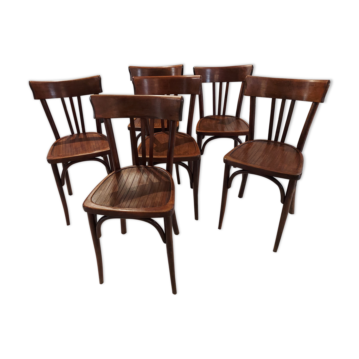 Suite of 6 baumann vintage bistrot chairs 1960s