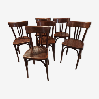 Suite de 6 chaises de bistrot baumann vintage années 1960