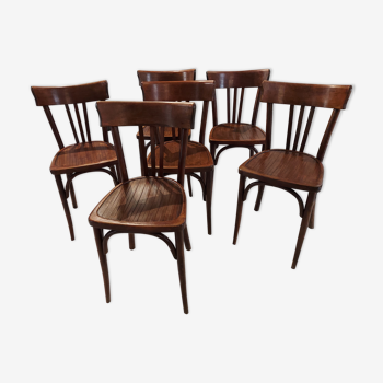 Suite of 6 baumann vintage bistrot chairs 1960s