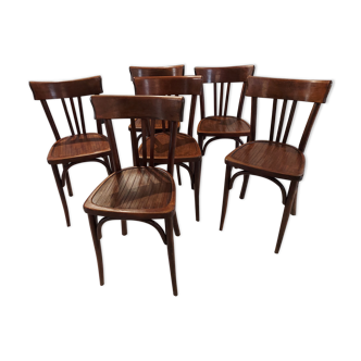 Suite of 6 baumann vintage bistrot chairs 1960s