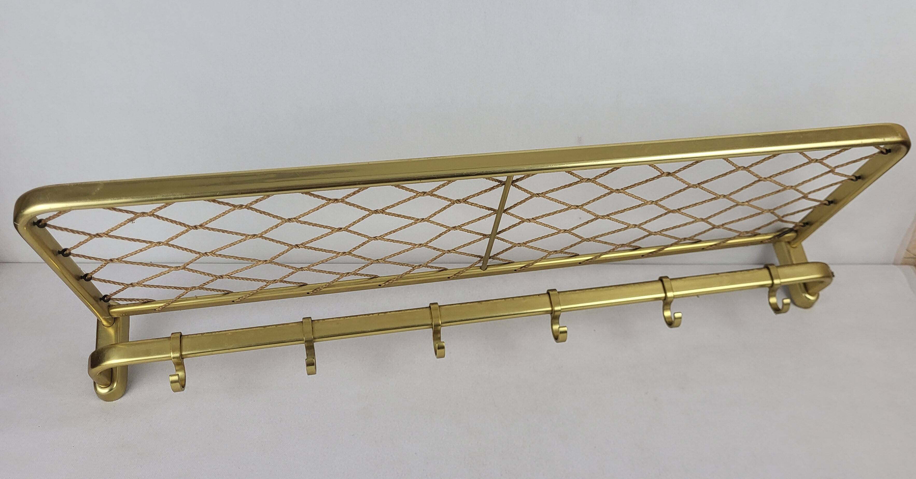 1960s gold aluminum coat rack