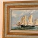 Old Oil Painting Marine Boat Signed Odile C Frigate