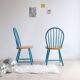 Pair of vintage Scandinavian Windsor chairs with blue bars
