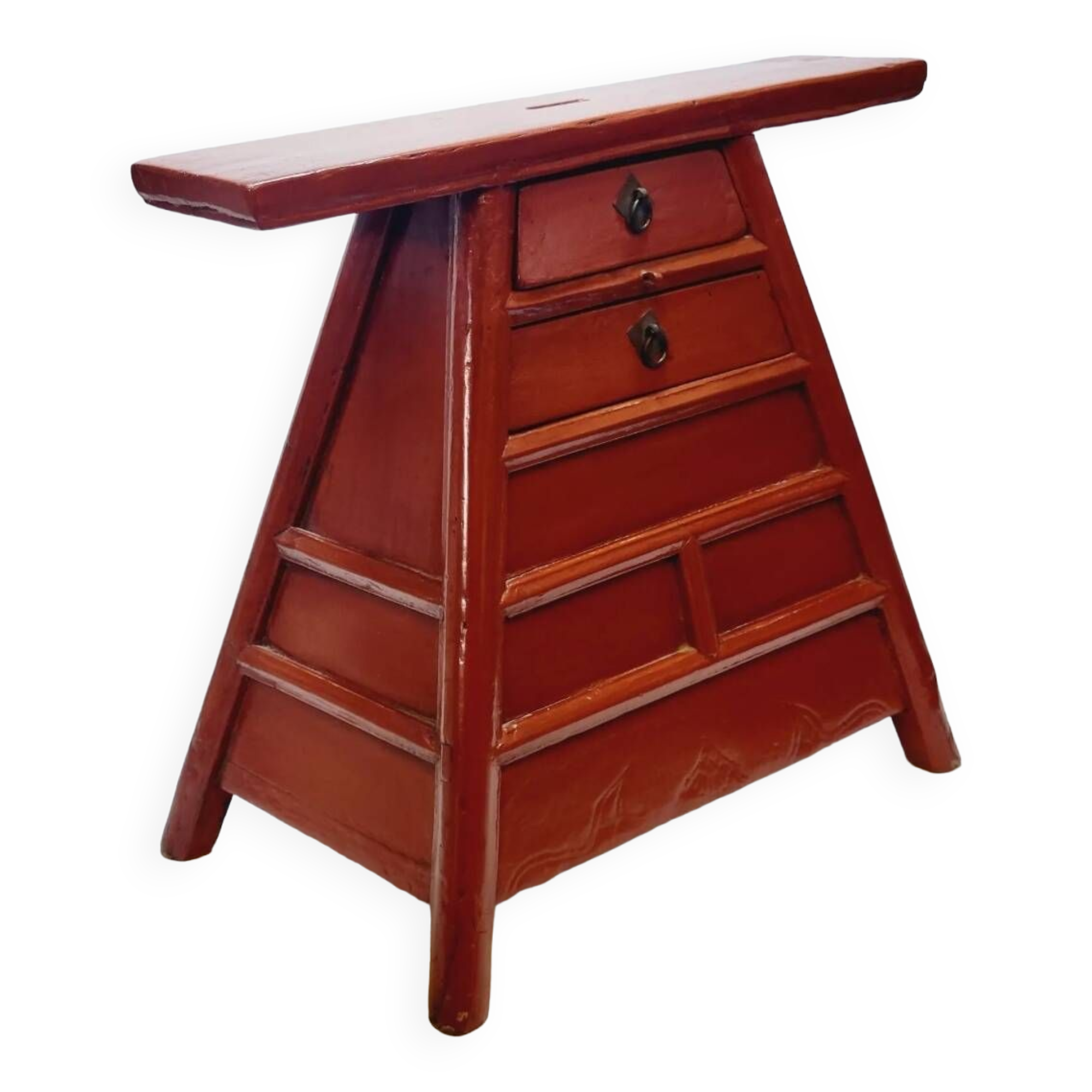 Old chinese barber hairdresser stool 19th xixth century in lacquered wood