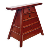 Ancien tabouret de barbier coiffeur chinois 19ème xixème siècle en bois laqué