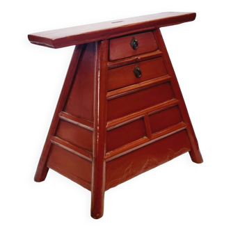 Ancien tabouret de barbier coiffeur chinois 19ème xixème siècle en bois laqué