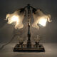 Art Deco ink lamp in silver metal and glass paste tulip. Anne 30