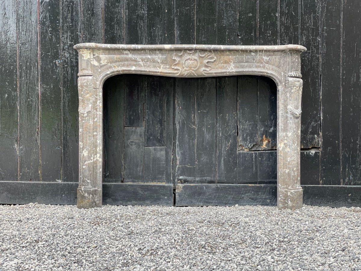 Fireplace louis xv in grey marble of the ardennes late eighteenth century