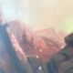 Ancient oil on canvas painting North American waterfall landscape