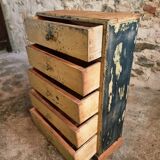 Antique French pine drawer cabinet – Narrow storage unit – Workshop/apothecary style – circa 1900