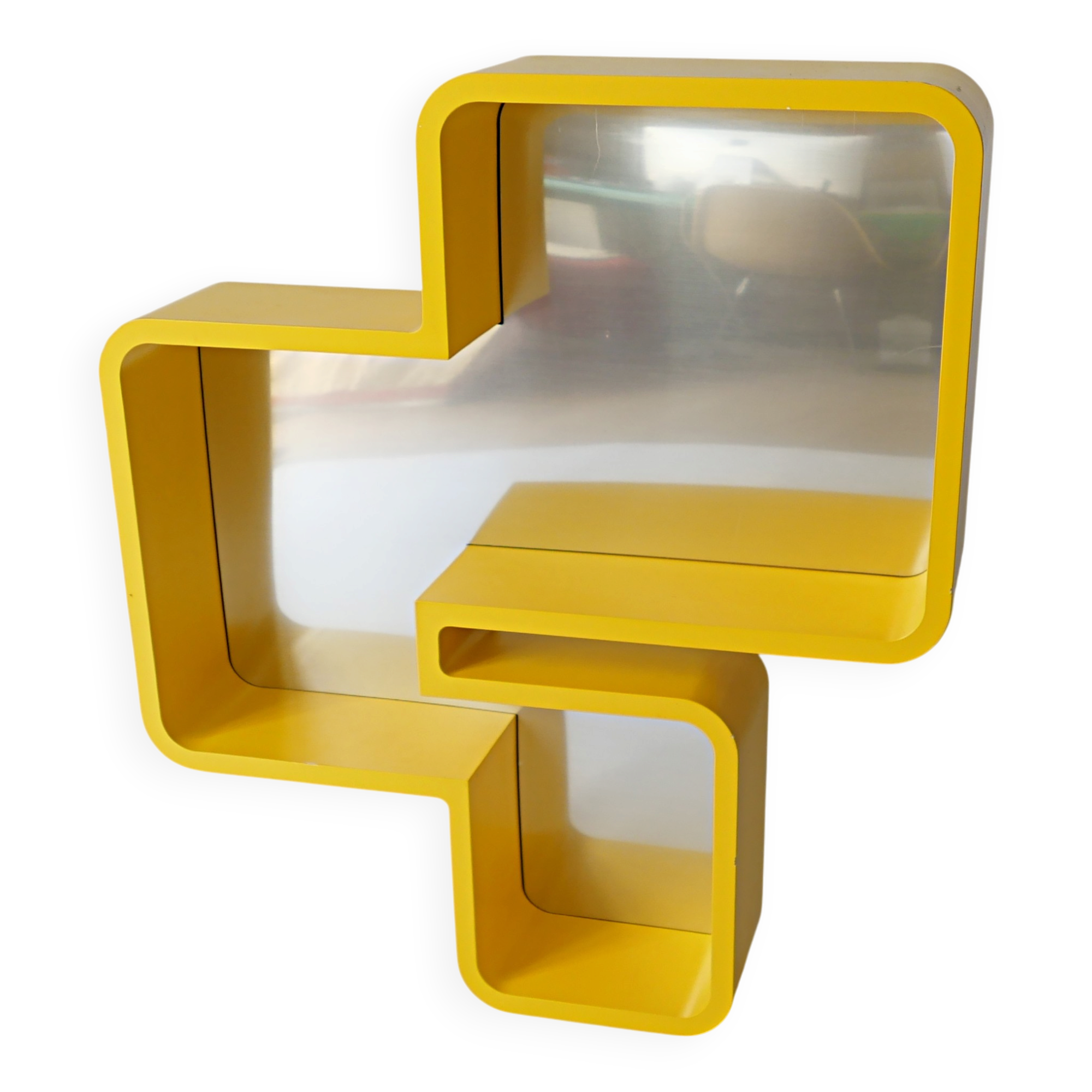 2000 vintage design lacquered wooden wall shelf