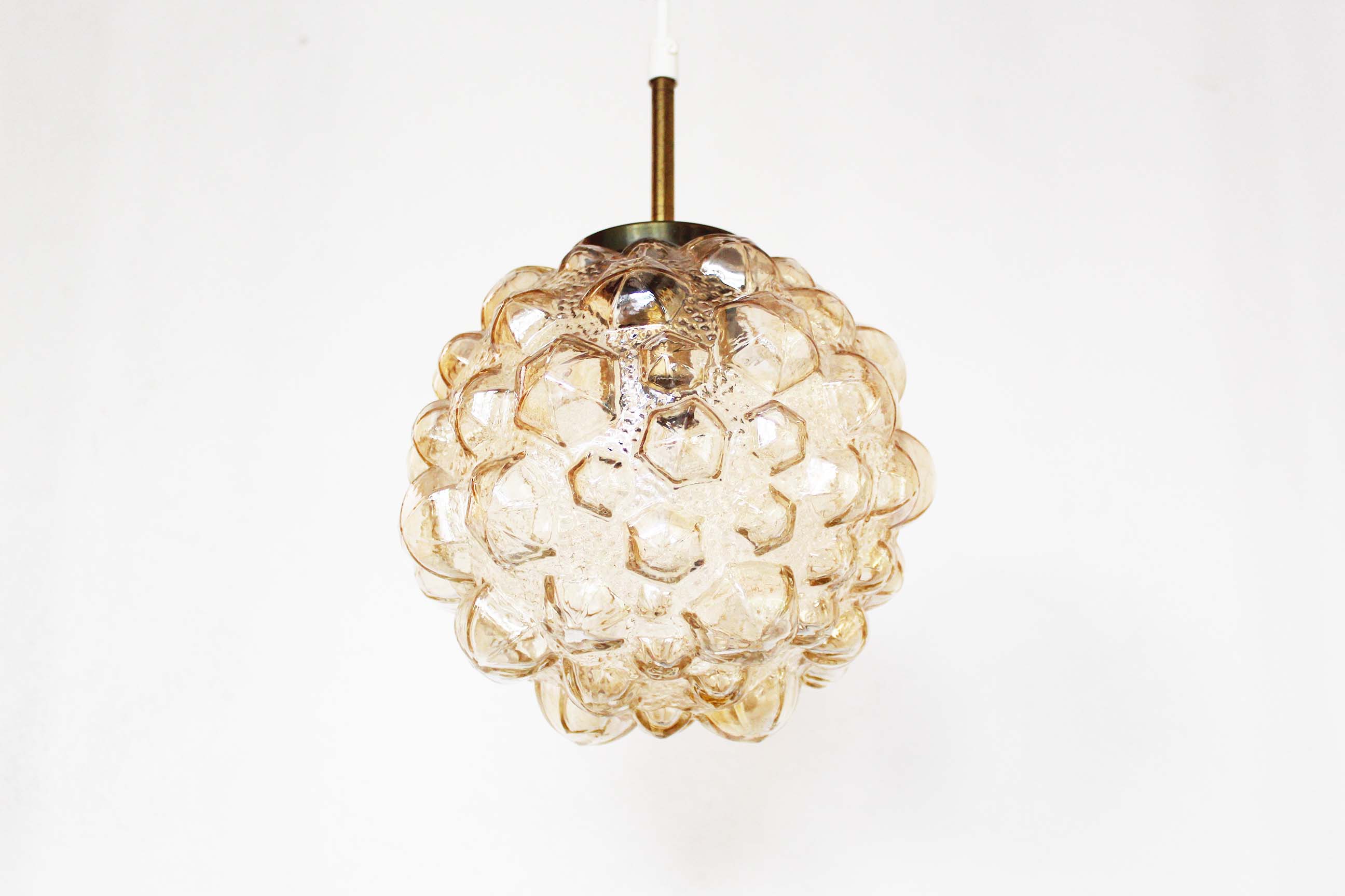 Amber bubble glass pendant light by Helena Tynell for Glashutte Limburg
