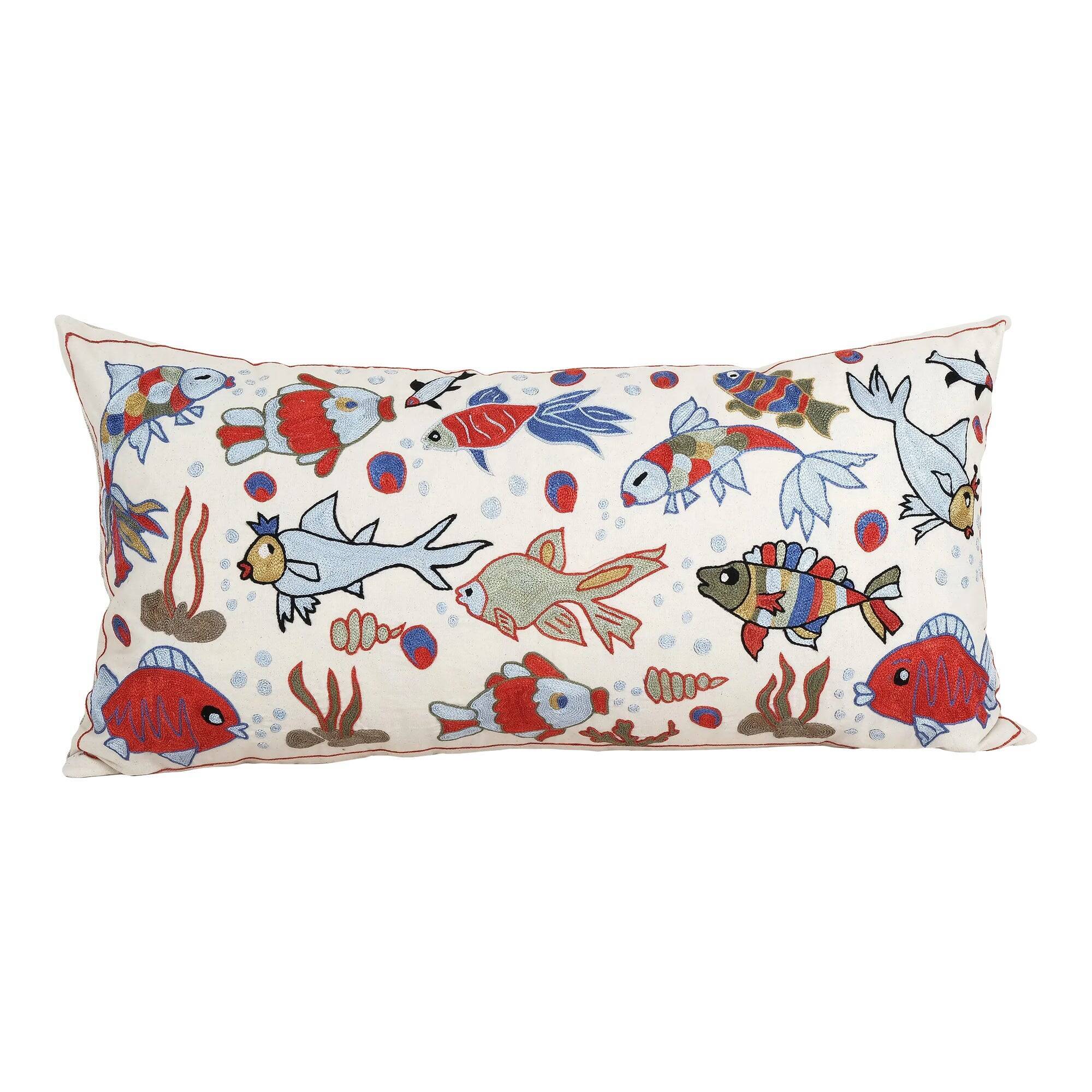 Vintage embroidered cushion cover 46x89 cm