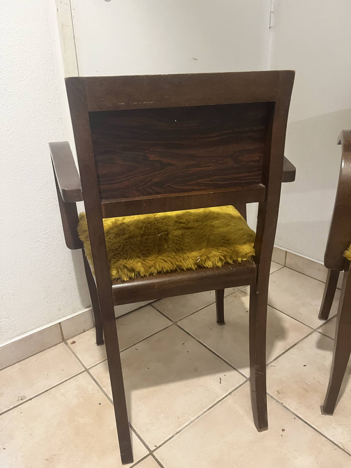 Pair of vintage Art Deco bridge armchairs — Fleece / fur fabric