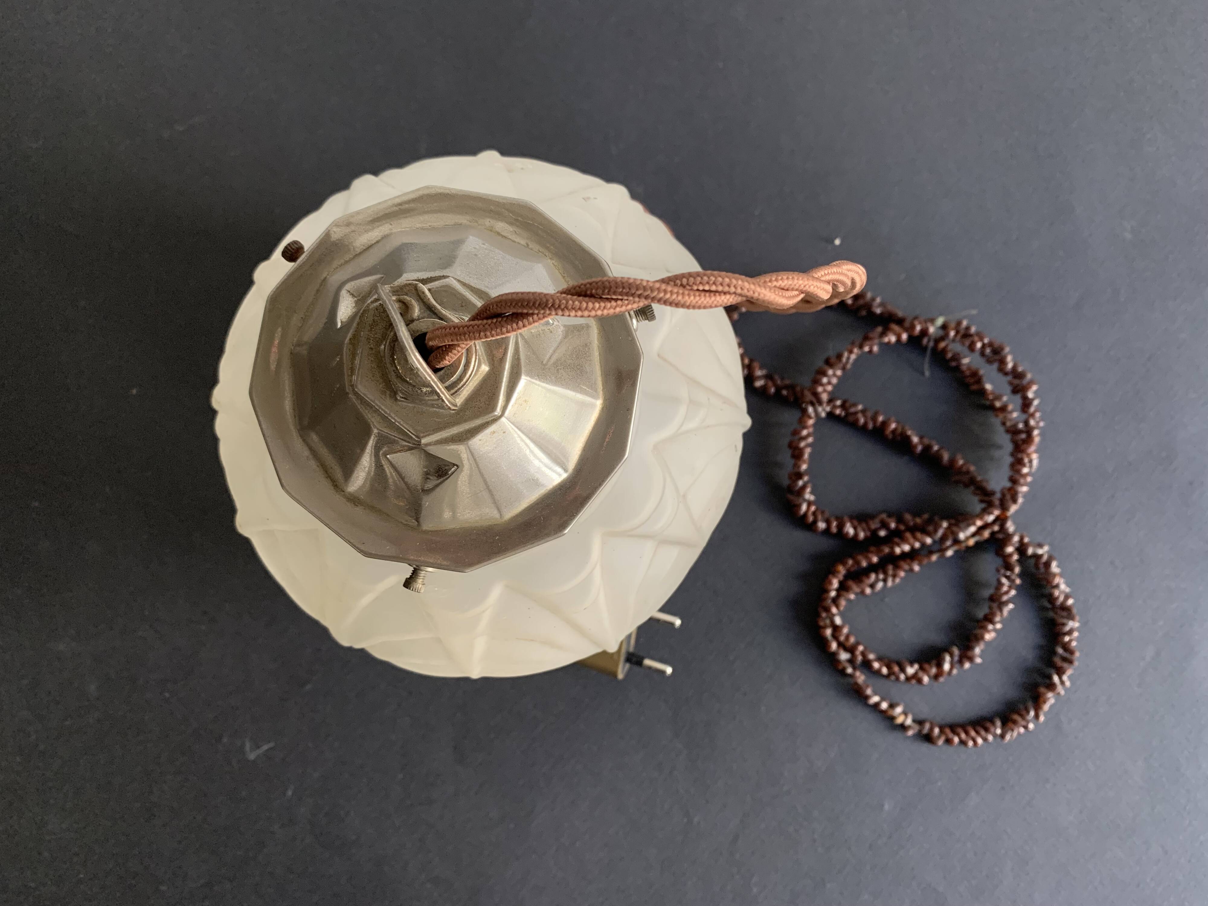 Art Deco molded glass globe pendant light, 1930