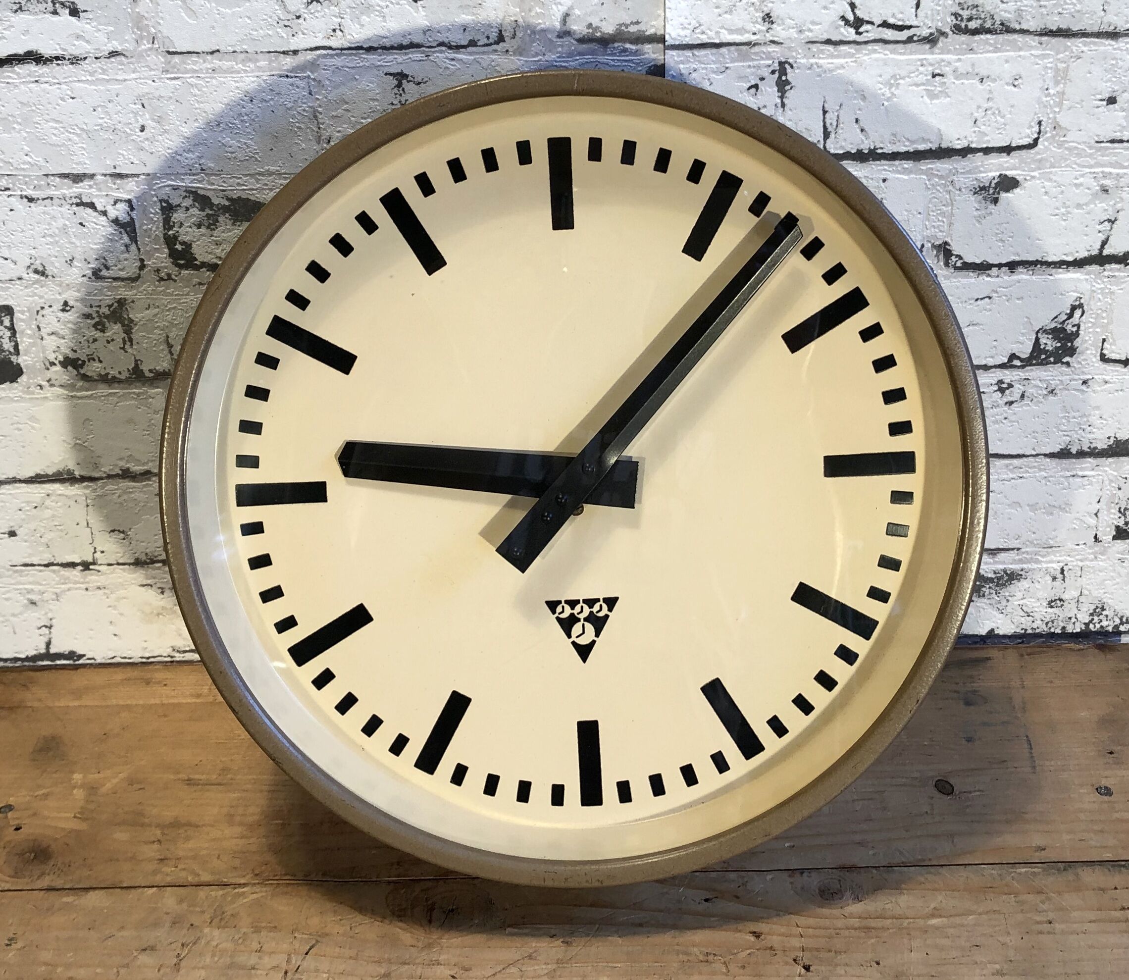 Brown Industrial Wall Clock From Pragotron, 1960s