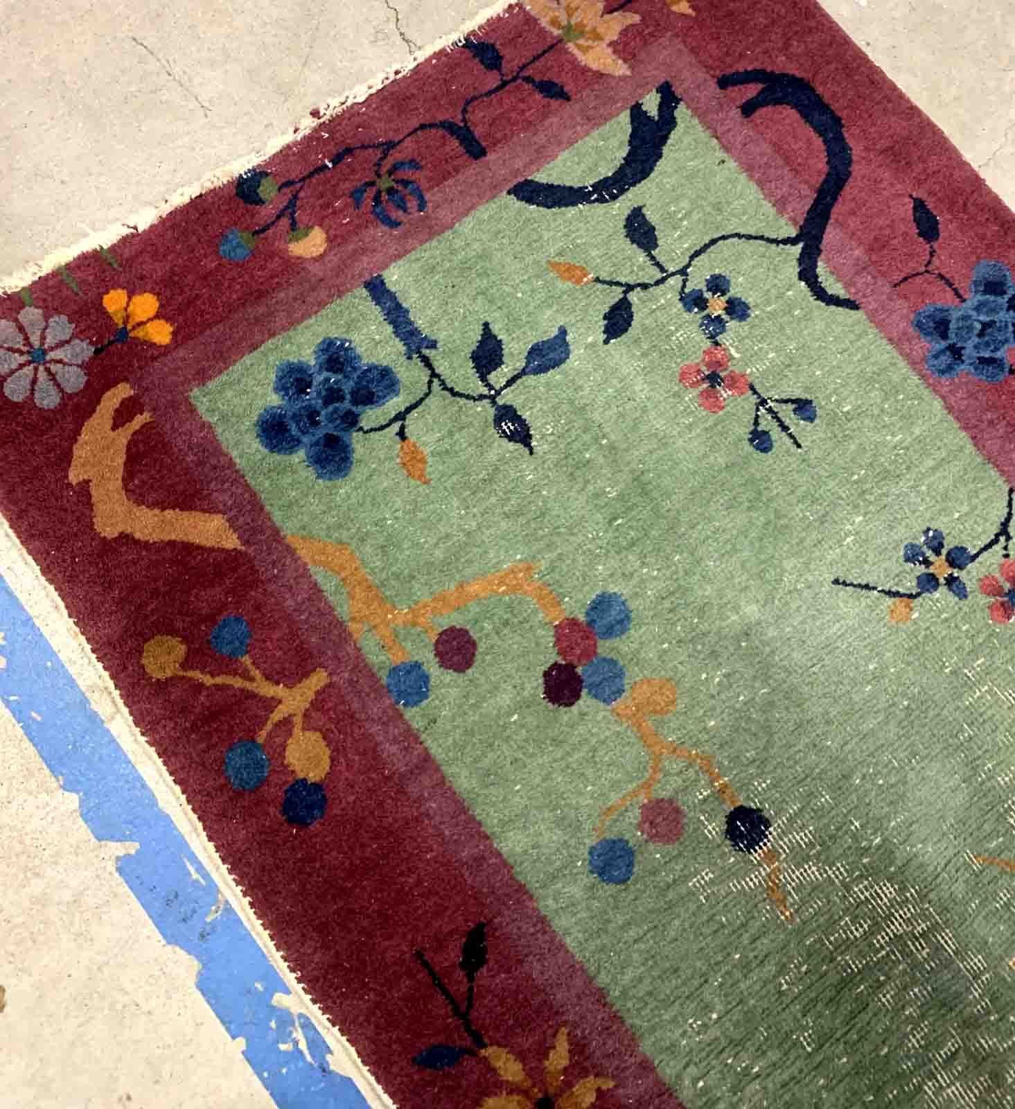 Antique chinese carpet art deco handmade 79cm x 134cm 1920s
