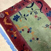 Antique chinese carpet art deco handmade 79cm x 134cm 1920s