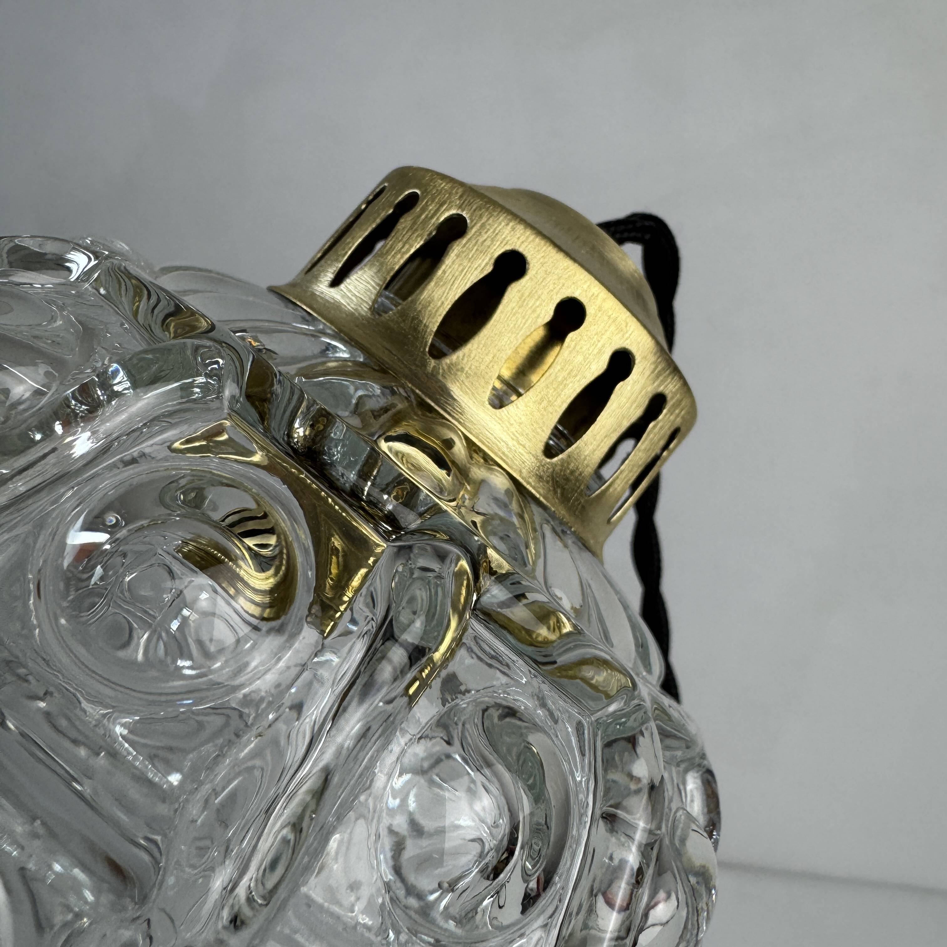 LOT OF 3 OLD VINTAGE BUBBLE GLASS HANGER LIGHTS