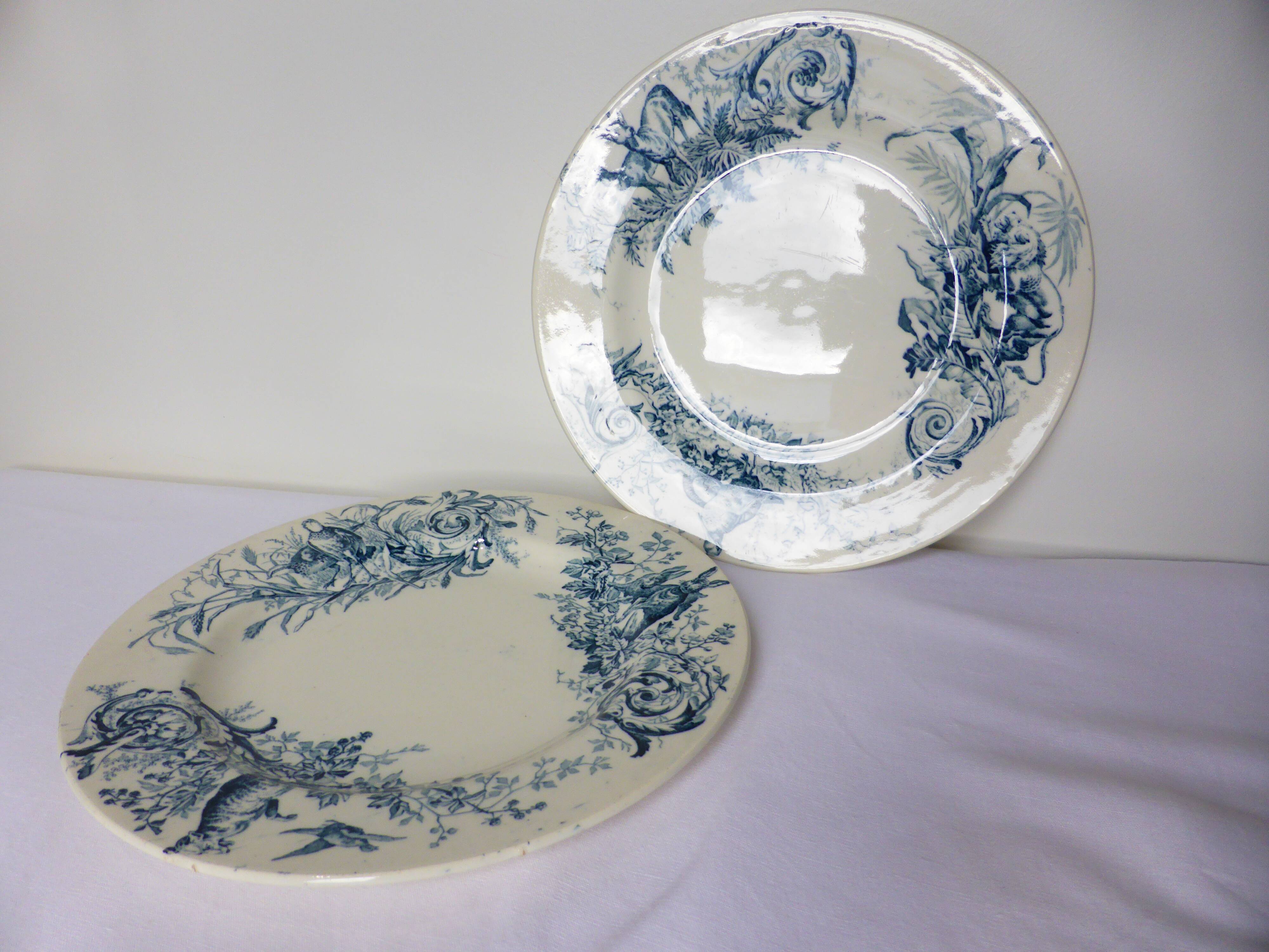 2 flat plates vintage K&G Luneville hunting model 220540