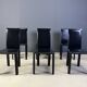 Chaises de salle à manger en cuir noir par De Couro Brazil, années 1980 - lot de 6