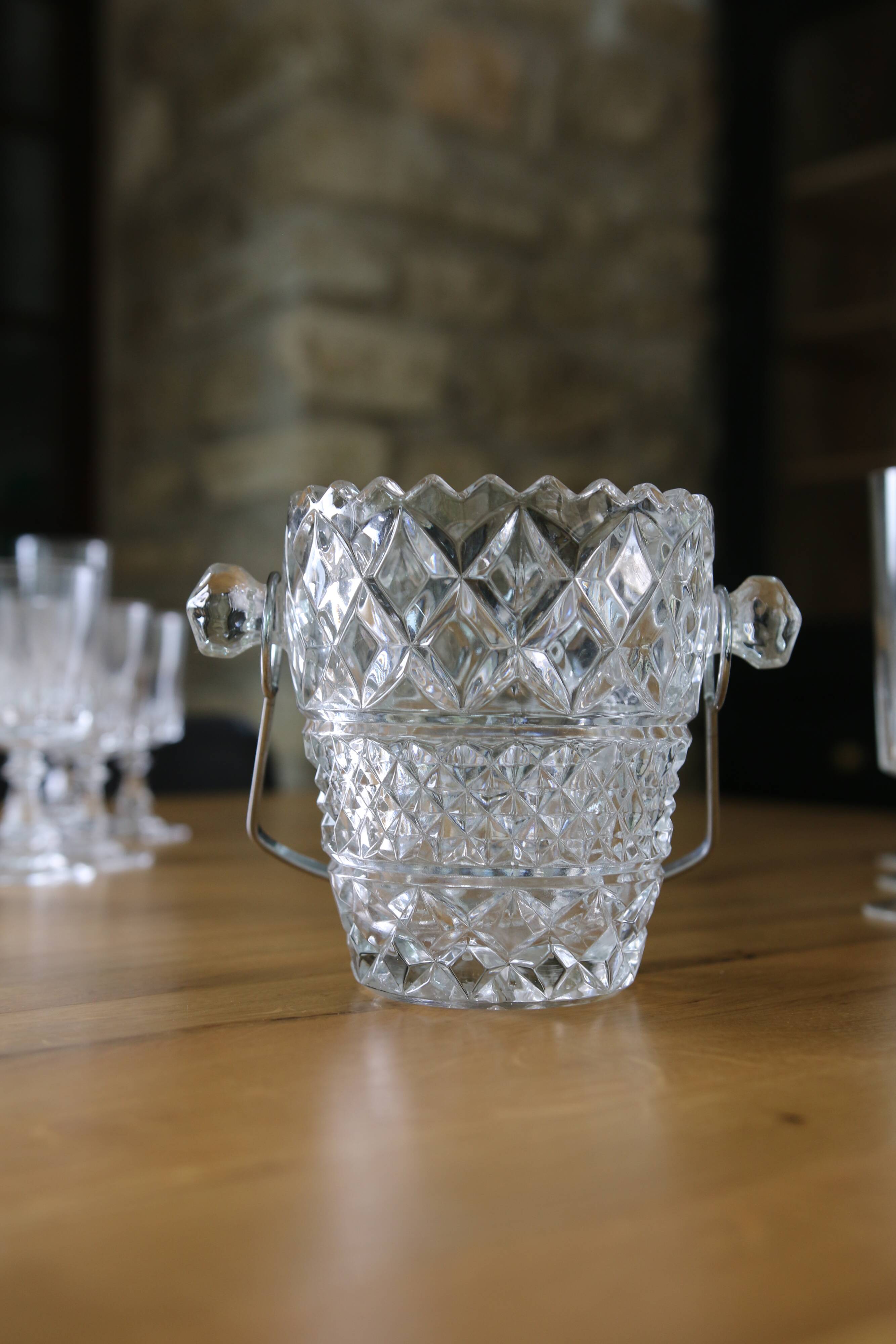 Vintage Glass Ice Bucket