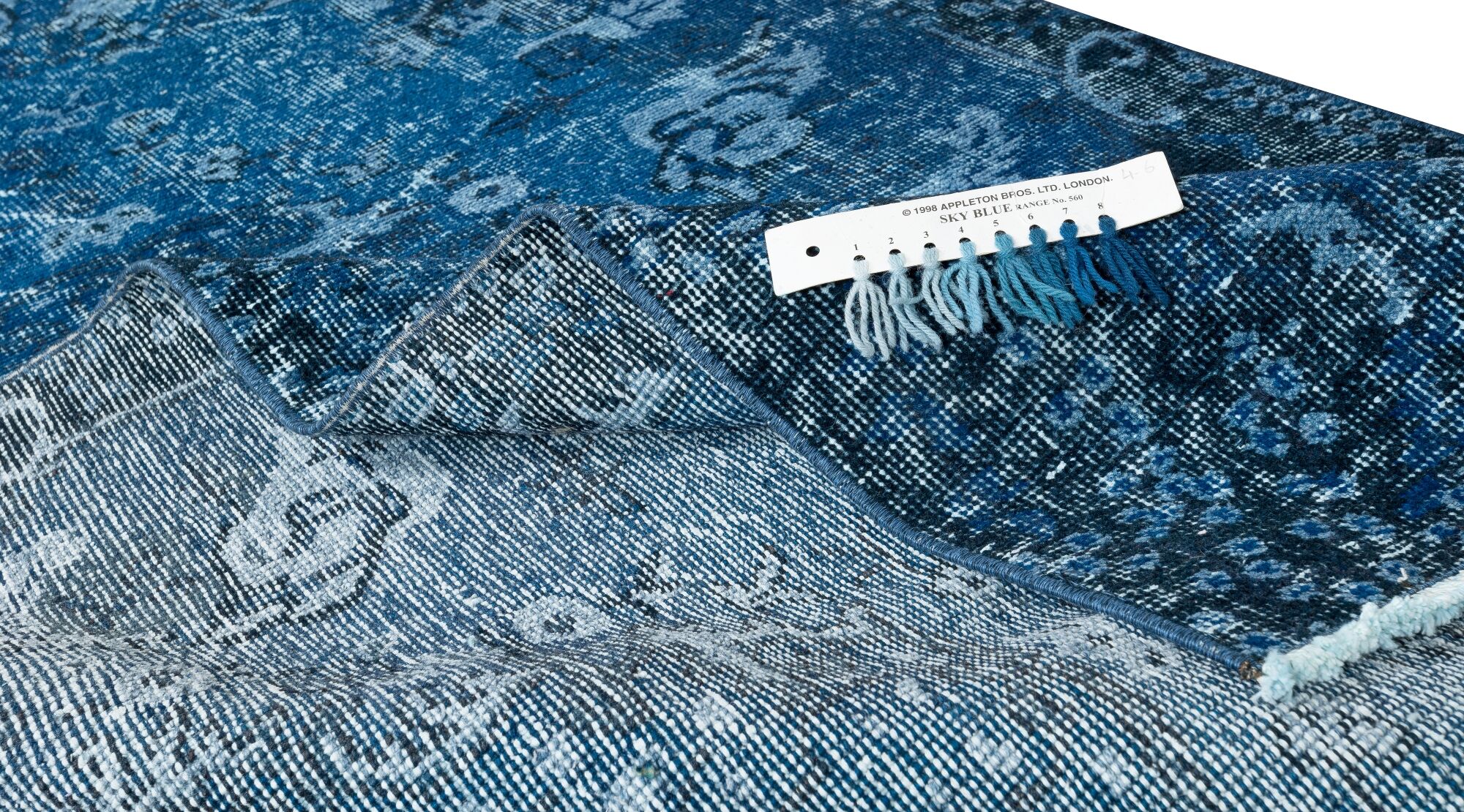 3.7x6.9 Ft Vintage Hand-Knotted Navy Blue Over-Dyed Rug from Turkey, Woolen Floor Covering. NTEK0797