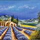 Oil on canvas, Chapel of Provence, lavender fields signed Ehrisman
