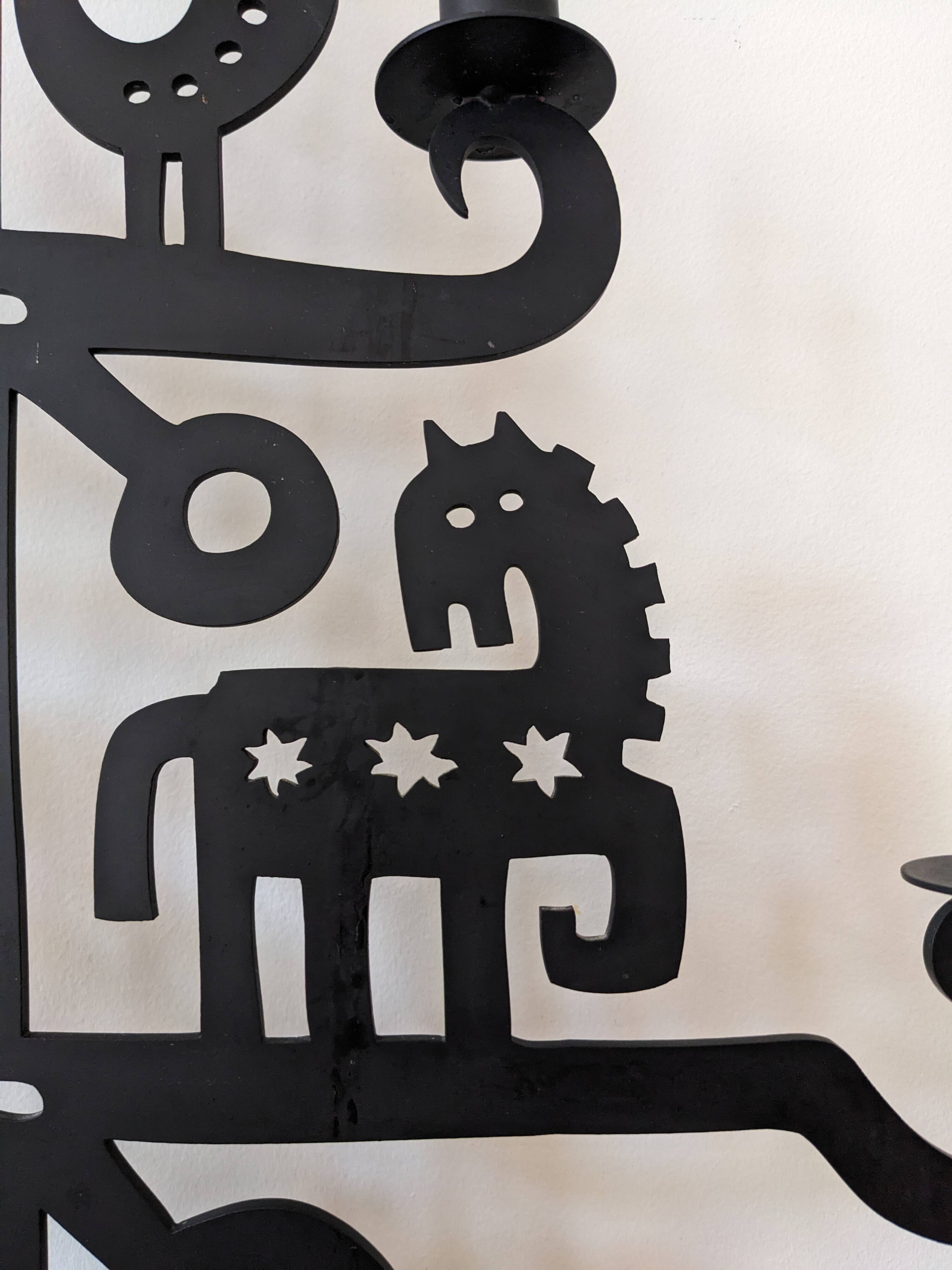 Wrought iron candlestick - height 53 cm