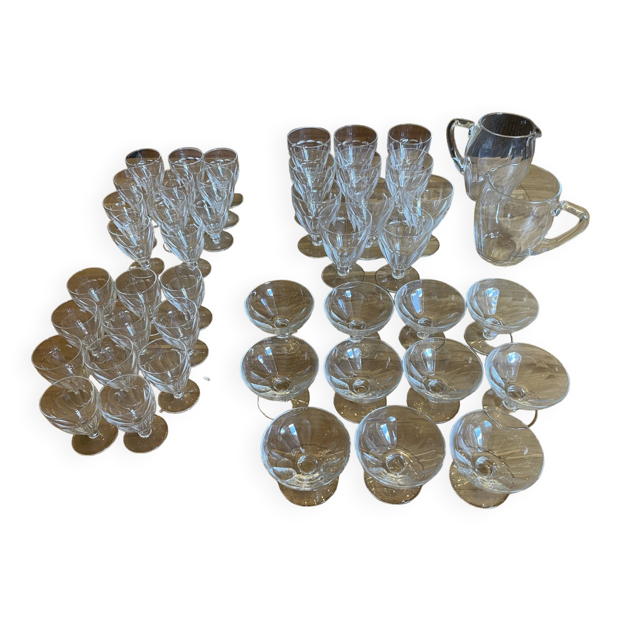 Crystal service of 44 glasses and 2 pitchers from the 1930s