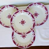 4 flat ironstone plates from Moulin des Loups and Hamage, Madeleine model