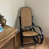 Rocking-chair en bois et cannage