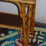 Rattan and bamboo vintage 1960, double trap side table